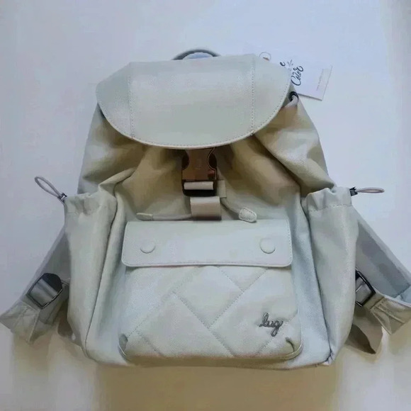 LUG 'Wiffle' Satin Luxe VL (Vegan Leather) Drawstring Backpack - Pebble (stone) - Picture 6 of 16